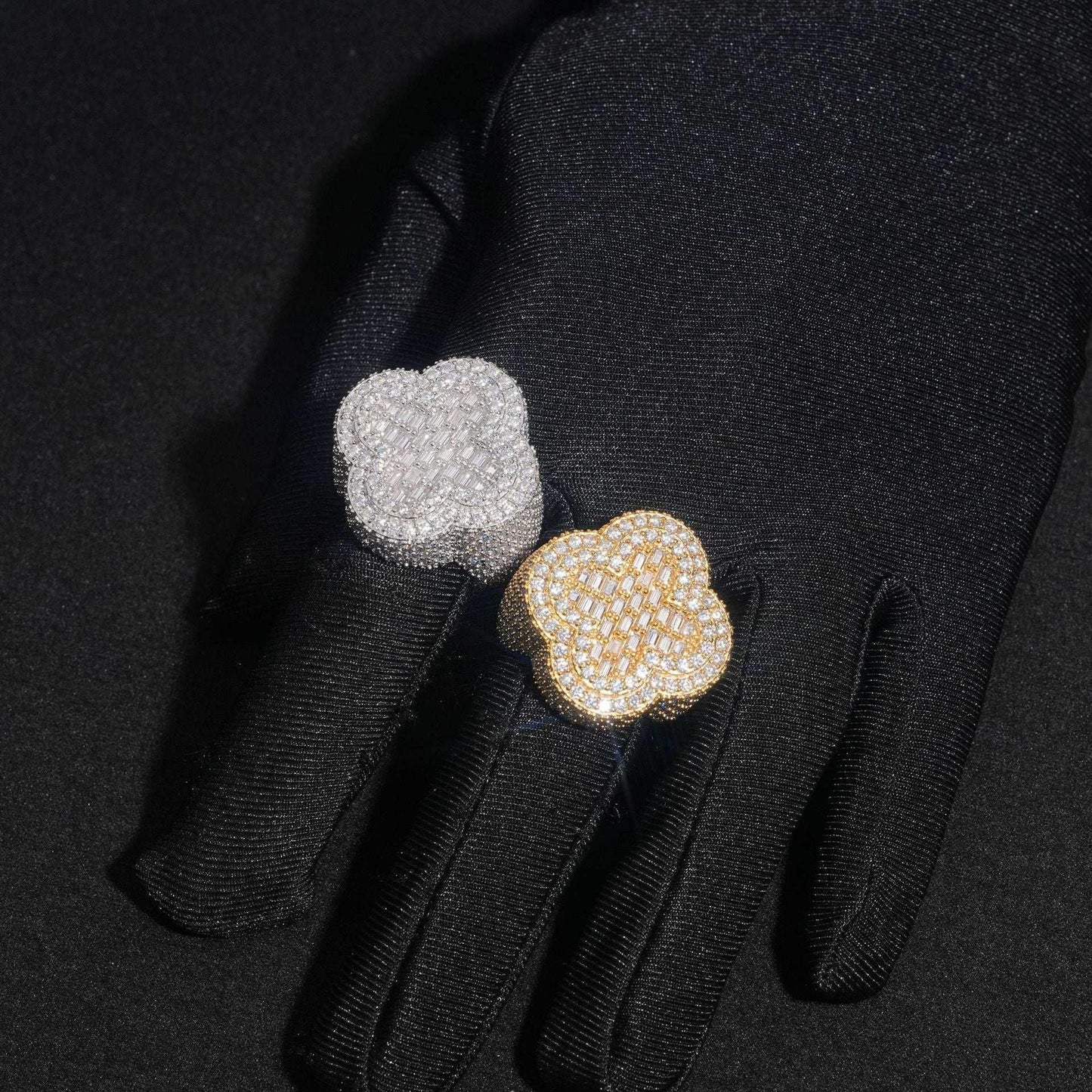 Moissanite Lucky-Motif Hip Hop Ring | 925 Silver Unisex Iced Out Fashion Jewelry - CaratixJewelry