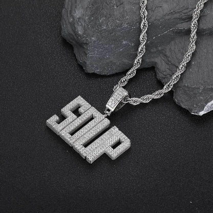 Custom Letter Pendant Necklace with Copper Frame and Zircon Stones for Men | Caratix Jewelry - CaratixJewelry