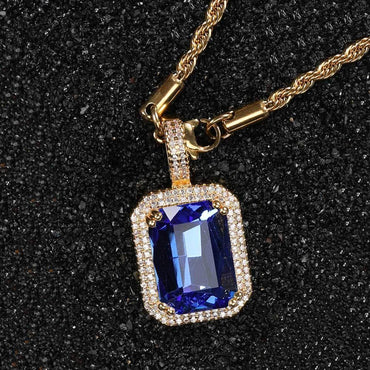 Custom Colored Gemstone Pendant Necklace with Zircon Stones for Men and Women | Caratix Jewelry - CaratixJewelry