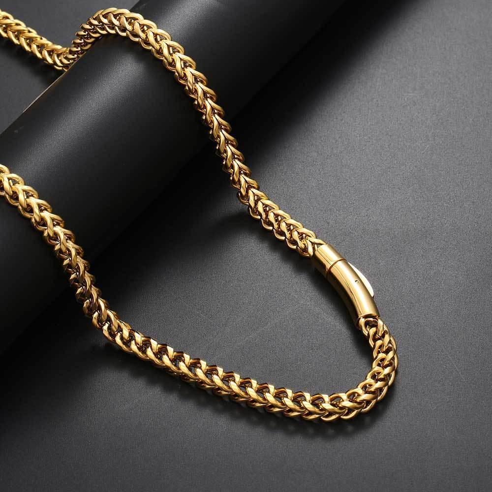 6mm Cuban Chain Necklace Stainless Steel Titanium Gold Chain Rapper Style | Caratix Jewelry - CaratixJewelry