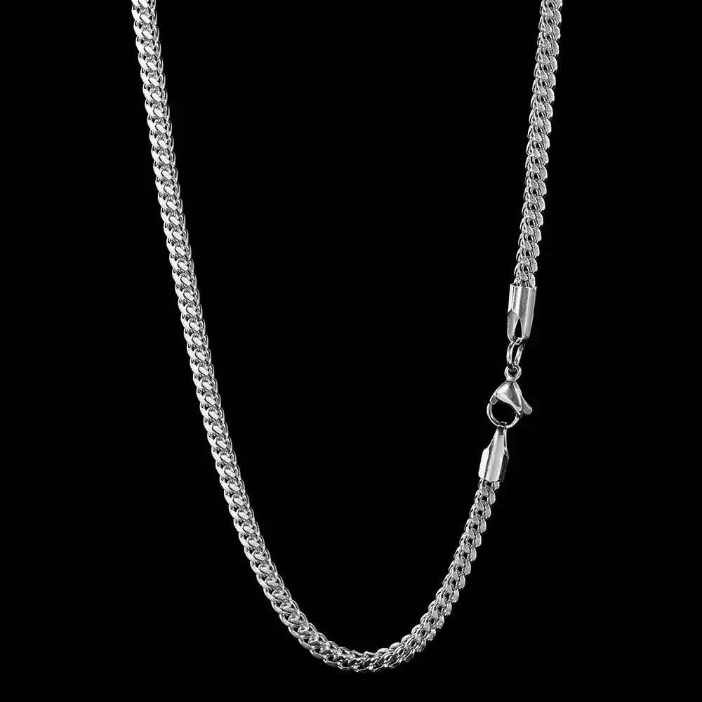 3mm Stainless Steel Reverse Link Necklace with 18K Gold Titanium Steel for Men | Caratix Jewelry - CaratixJewelry