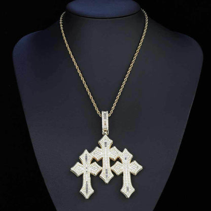 S925 Silver Moissanite Cross Pendant Necklace for Men | Caratix Jewelry - CaratixJewelry