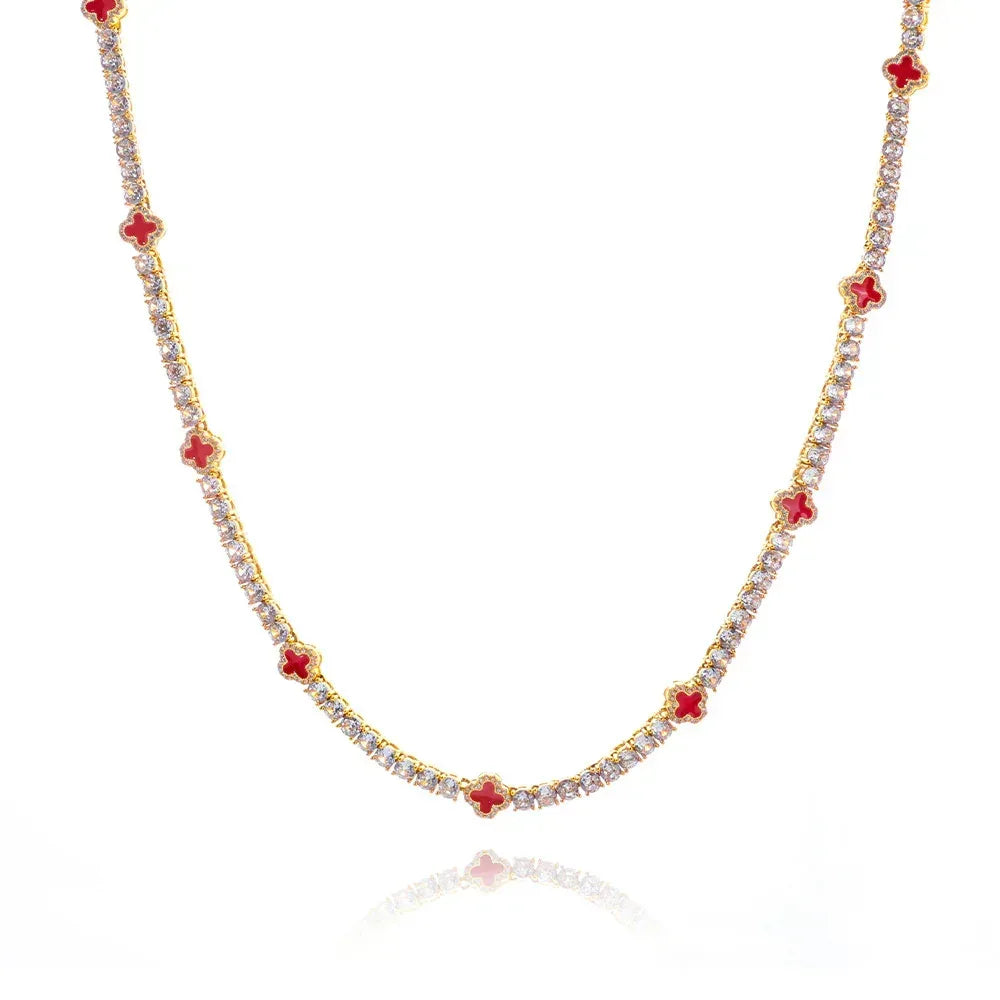 4mm Enamel Tennis Chain Necklace Zircon Rapper Iced Out Chain Style | Caratix Jewelry - CaratixJewelry