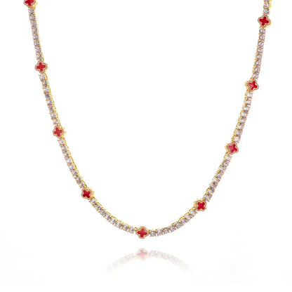 4mm Clover-Shaped Tennis Chain Necklace with Zircon Hip Hop Jewelry for Men | Caratix Jewelry - CaratixJewelry