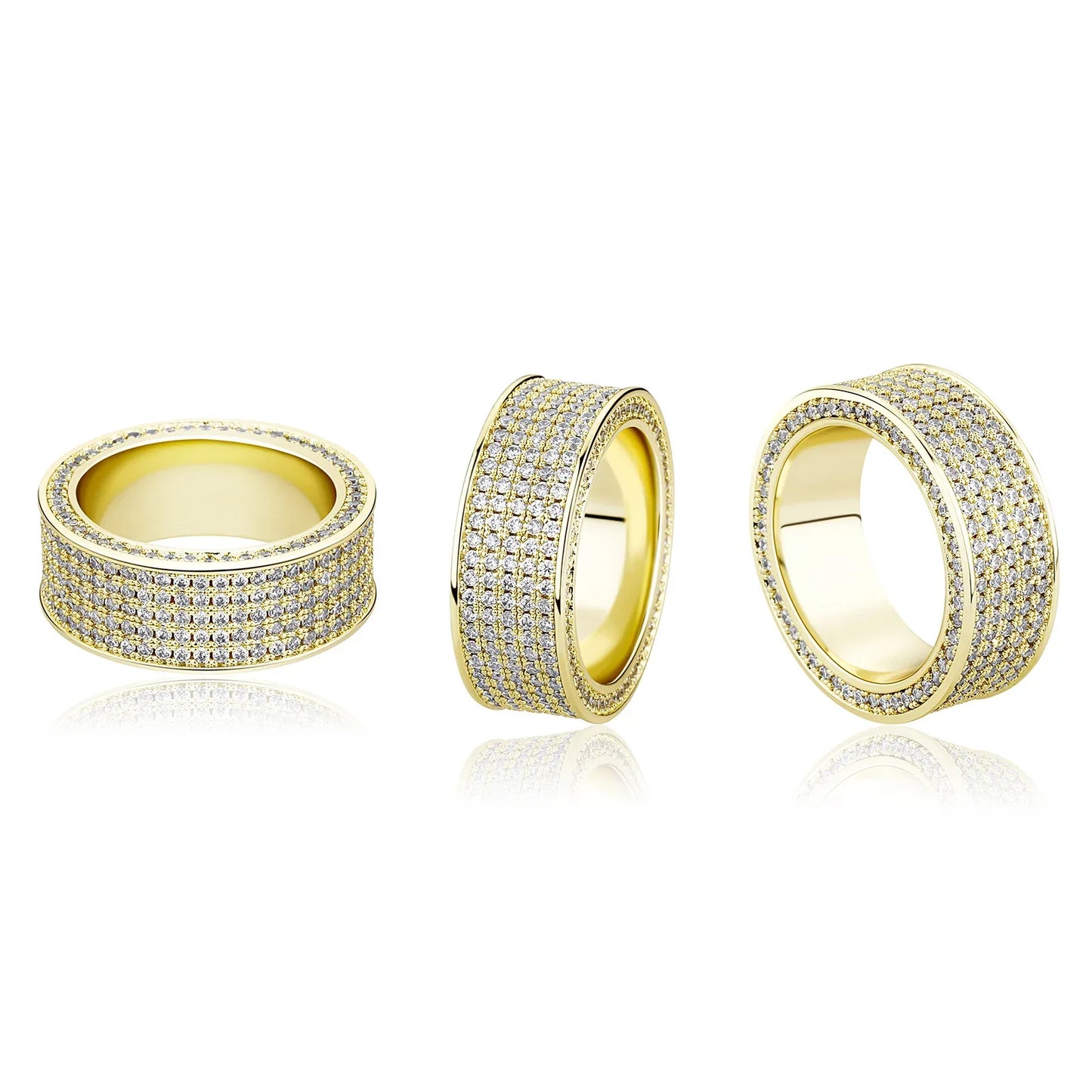 Five-Row Iced Out Band | Unisex Cold Aesthetic Micro-Pave Ring | Caratix