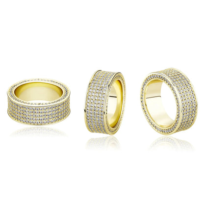 Five-Row Iced Out Band | Unisex Cold Aesthetic Micro-Pave Ring | Caratix