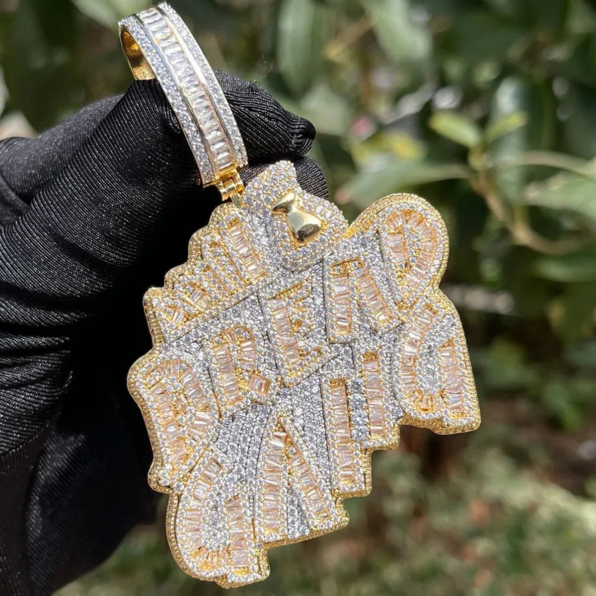 Luxury Women's BREADGANG Pendant Necklace | Hip Hop Iced Out CZ Jewelry | Genuine Copper 18K Gold Plated Bling | Streetwear Gift | Caratix - CaratixJewelry