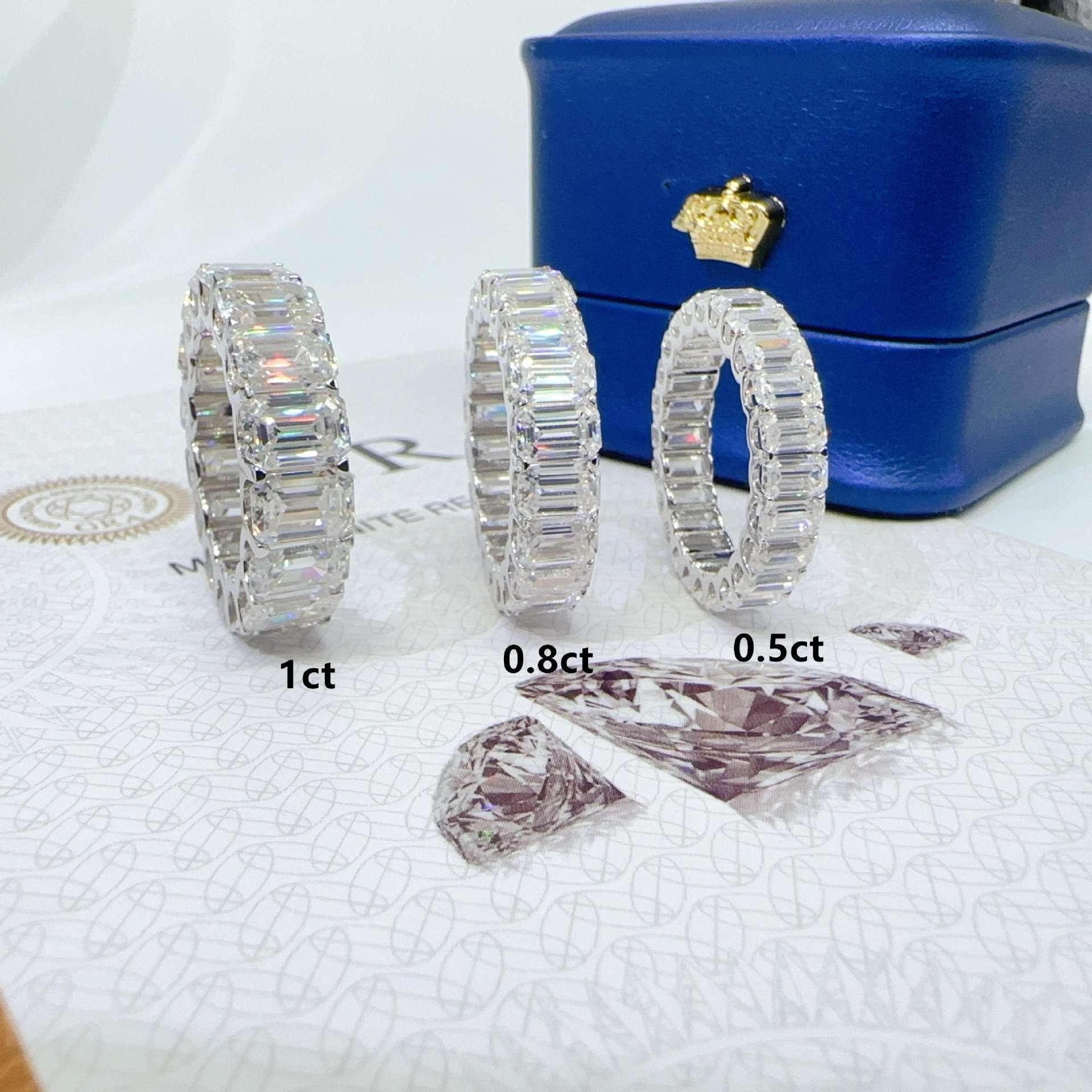 Emerald-Cut D-Color Moissanite Ring | S925 Silver Unisex Iced Out Hip Hop Jewelry - CaratixJewelry