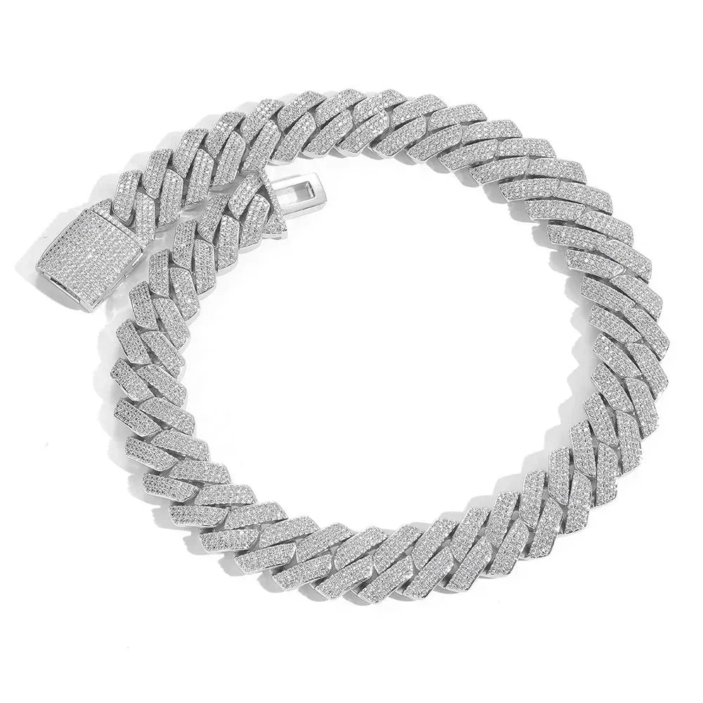 20mm -Cut Cuban Link Moissanite Chain for Men – S925 Sterling Silver Luxury Hip Hop Necklace - CaratixJewelry