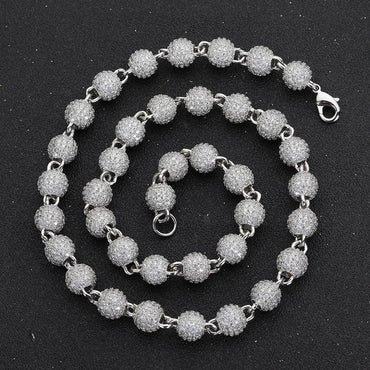 8mm Iced Out Bead Chain Zircon Hip Hop Necklace | Caratix Jewelry - CaratixJewelry