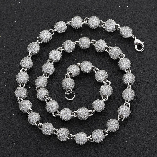 8mm Iced Out Bead Chain Zircon Hip Hop Necklace | Caratix Jewelry - CaratixJewelry