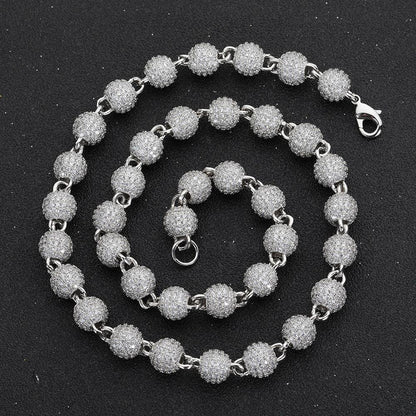 8mm Iced Out Bead Chain Necklace Zircon Rapper Chain Style for Men | Caratix Jewelry - CaratixJewelry
