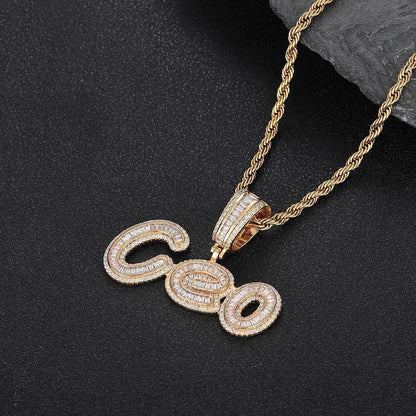 Custom Letter Pendant Necklace with Zircon Stones for Men and Women | Caratix Jewelry - CaratixJewelry