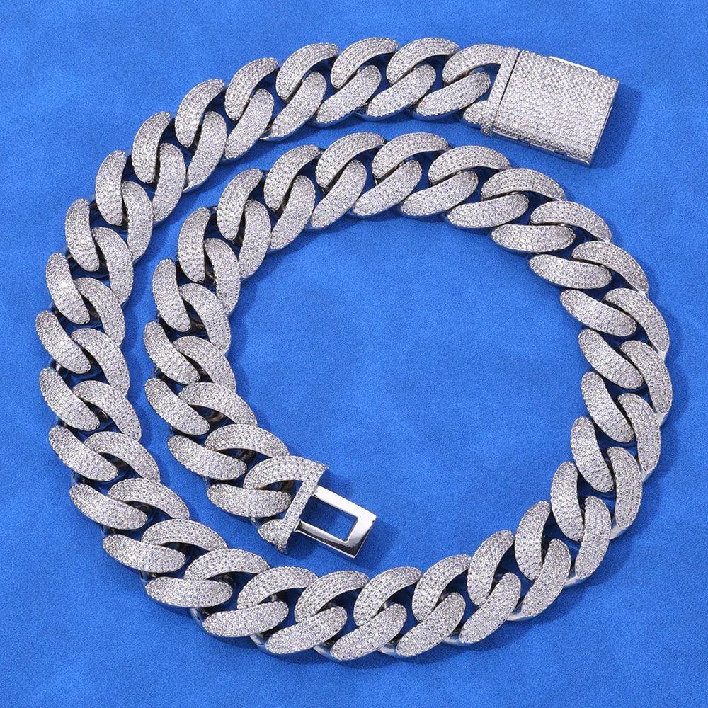 20mm Bubble Moissanite Cuban Link Chain – S925 Sterling Silver Iced-Out Hip Hop Men’s Bold Luxury Streetwear Necklace - CaratixJewelry
