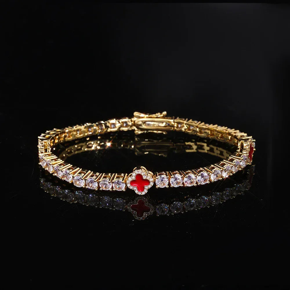 Iced Out Tennis Necklace Zircon Floral Charm Hip Hop Jewelry for Women | Caratix Jewelry - CaratixJewelry