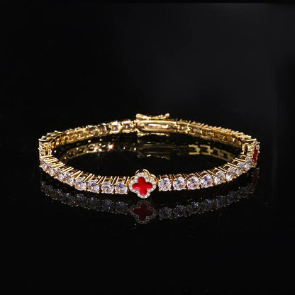 Iced Out Tennis Necklace Zircon Floral Charm Hip Hop Jewelry for Women | Caratix Jewelry - CaratixJewelry