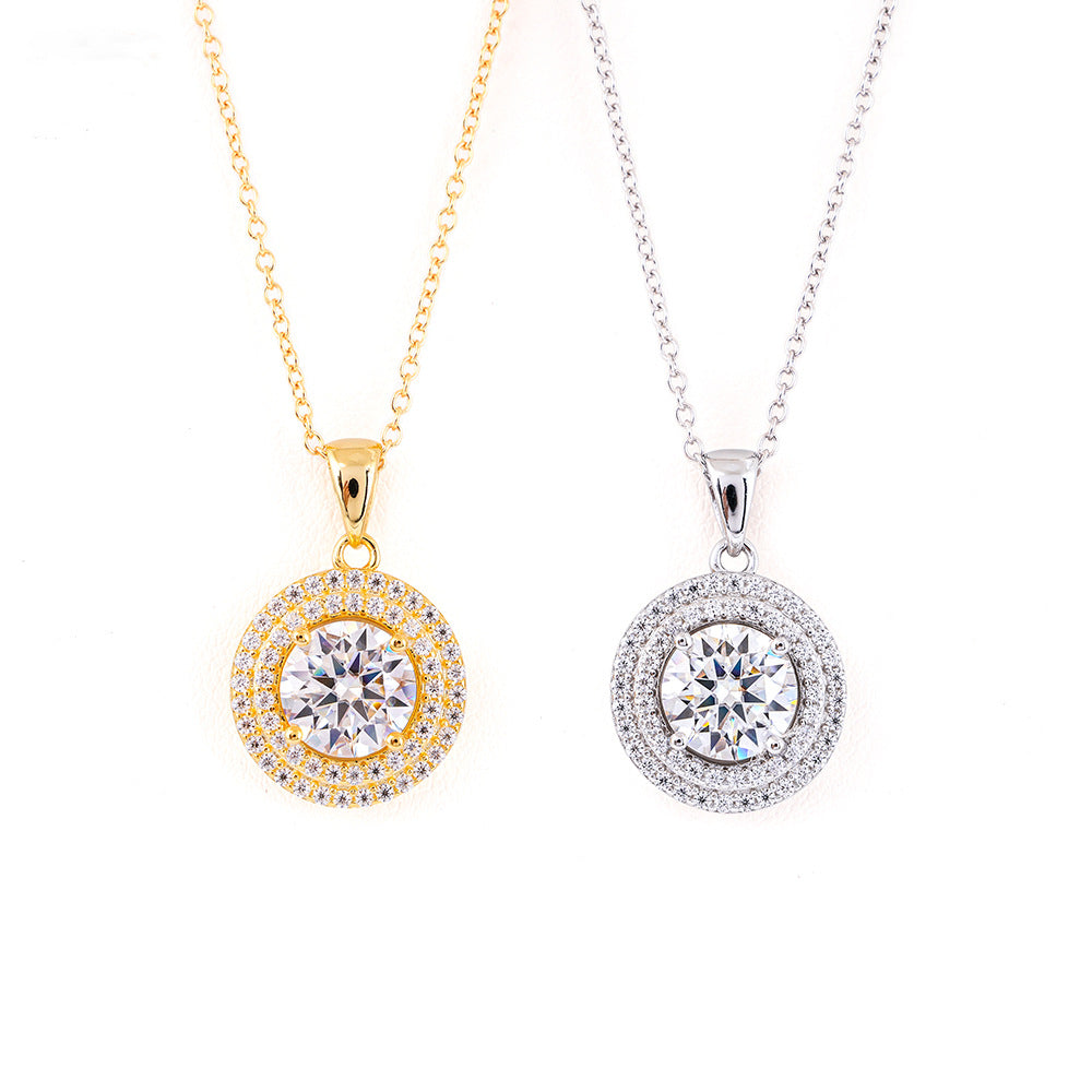 2 Carat D-Color Moissanite Necklace | S925 Sterling Silver Solitaire Pendant | Caratix