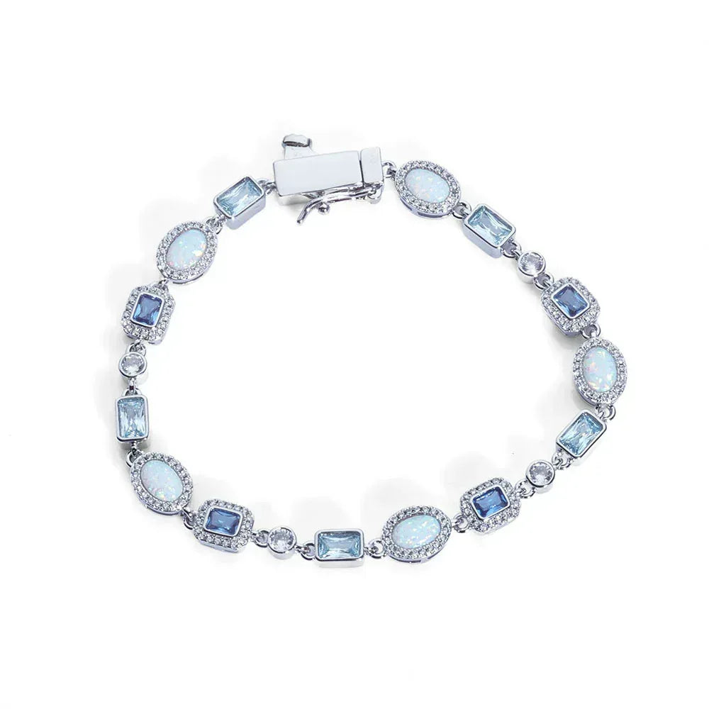 6mm Blue Zircon Bracelet Opal Style Chain Hip Hop Jewelry for Men | Caratix Jewelry - CaratixJewelry