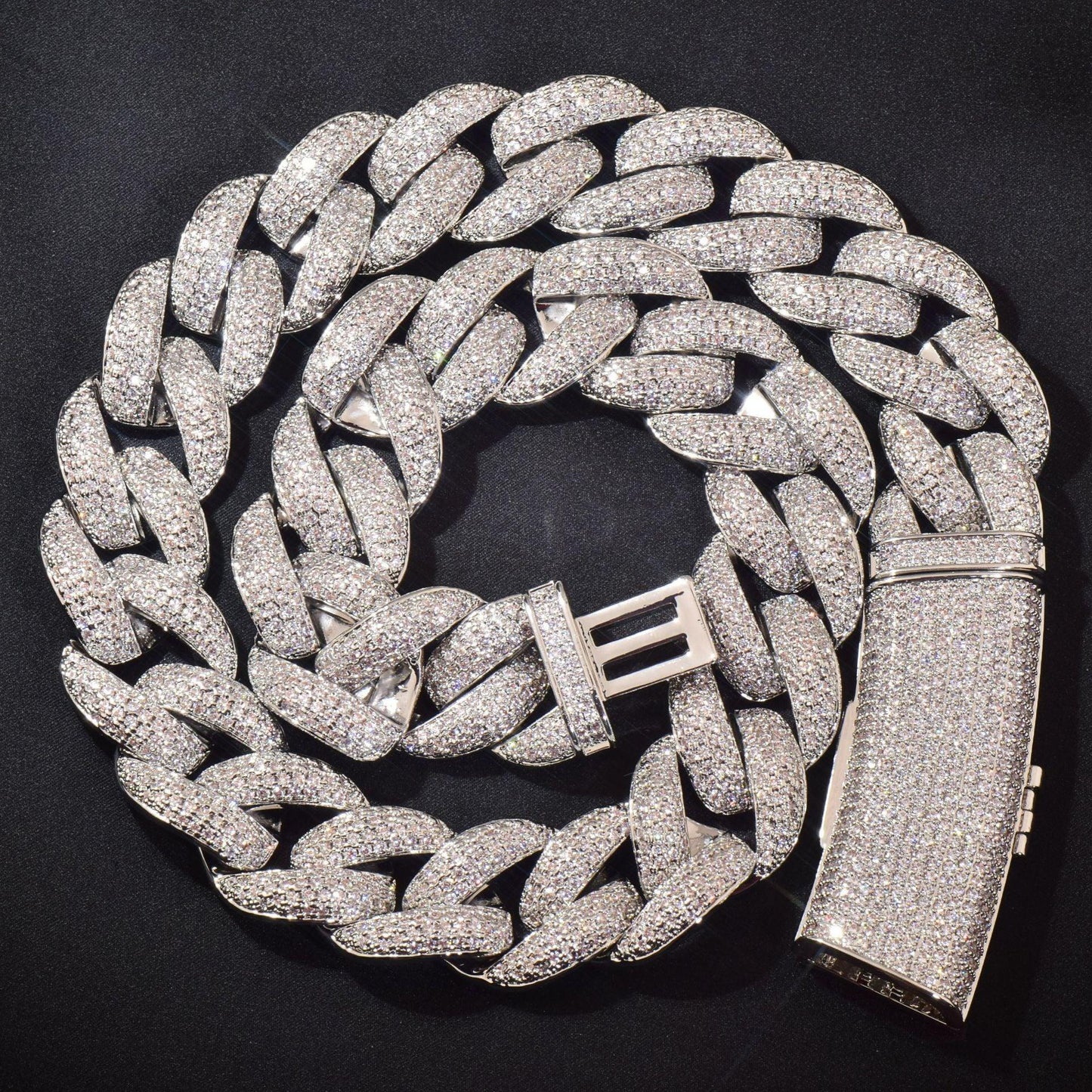 20mm Iced Out Cuban Chain with Long Clasp Copper Zircon - CaratixJewelry