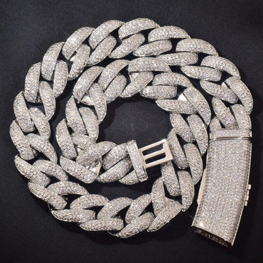 20mm Iced Out Cuban Chain with Long Clasp Copper Zircon - CaratixJewelry