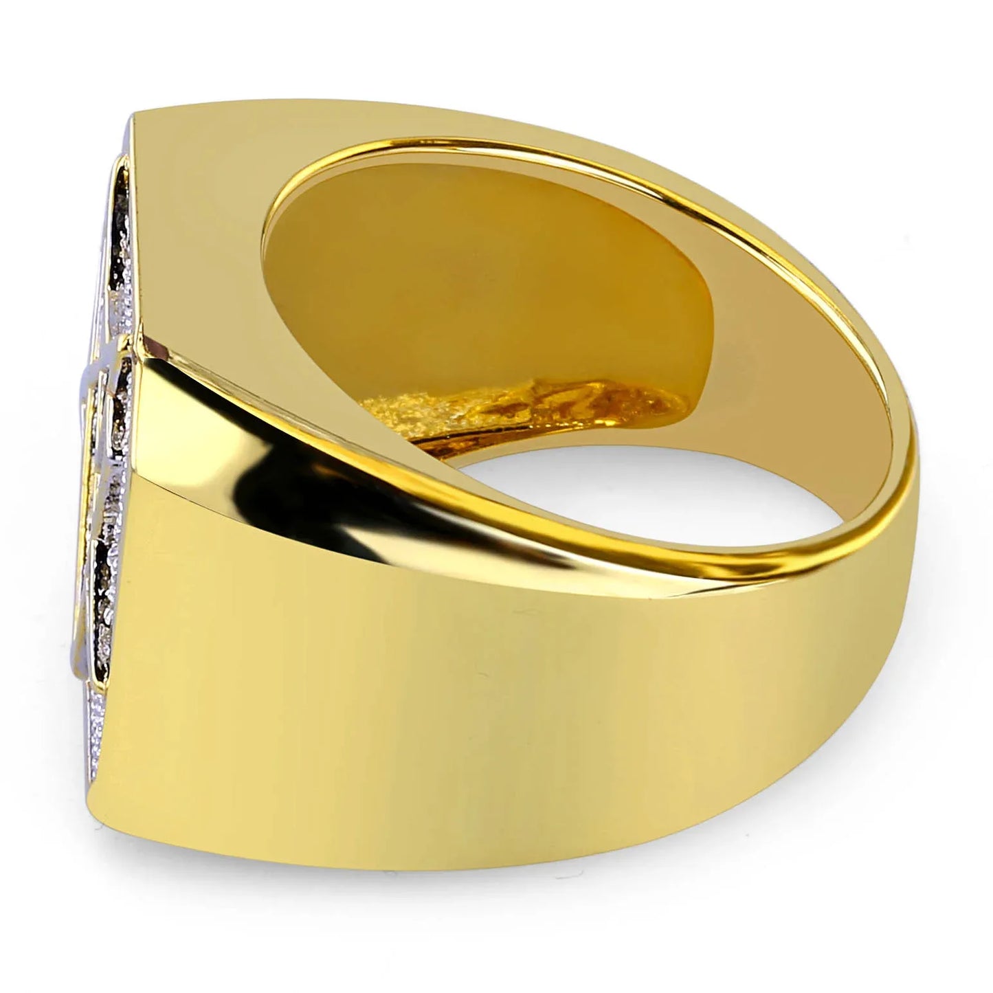 Men's Geometric Iced Out Ring | 18K Gold Plated Zirconia Band | Caratix