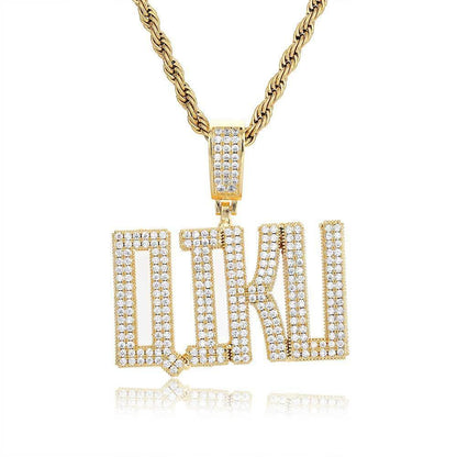 Custom Letter Pendant Necklace with Copper Frame and Zircon Stones for Men | Caratix Jewelry - CaratixJewelry