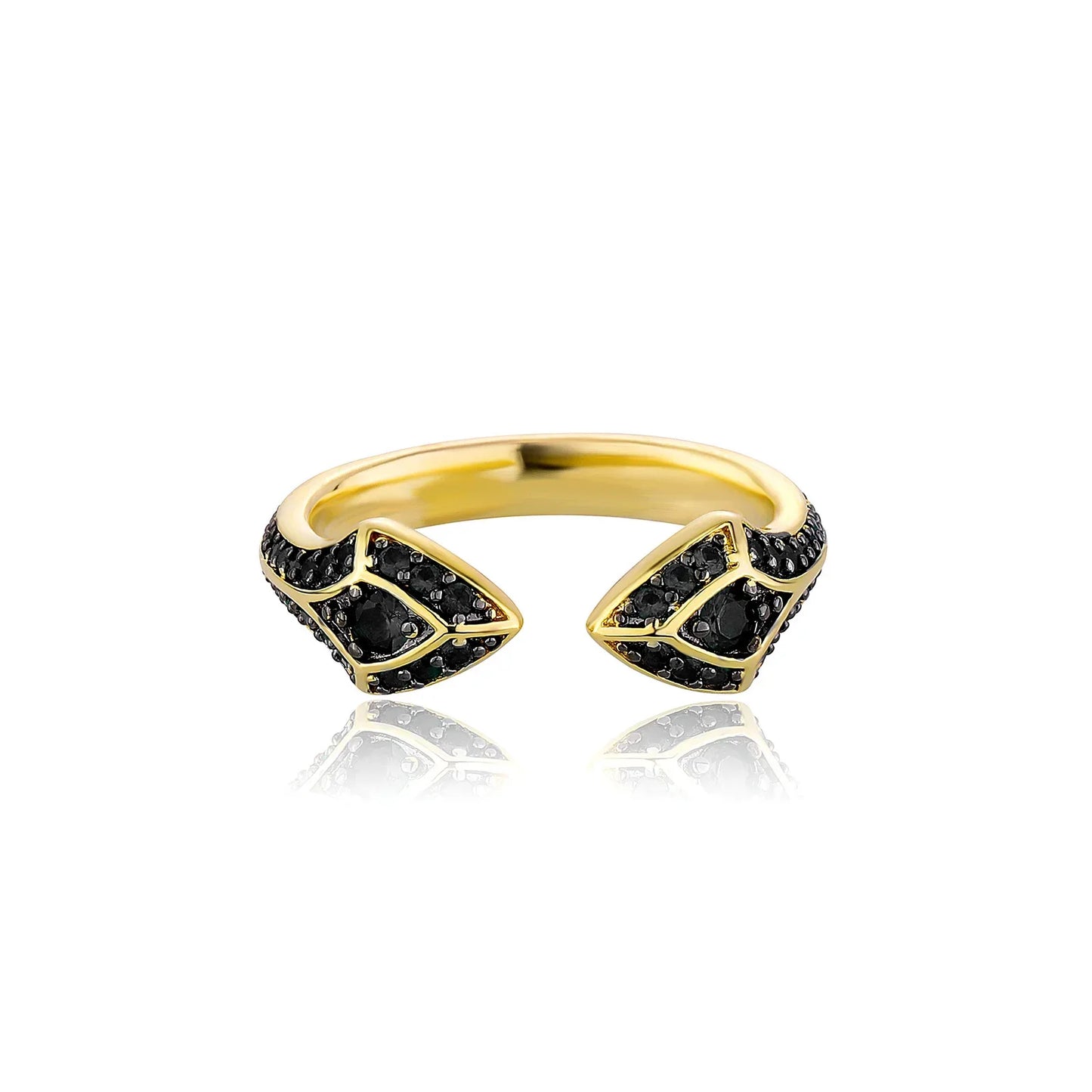 Double-Headed Snake Ring | Iced Out Guardian Serpent Band | Caratix