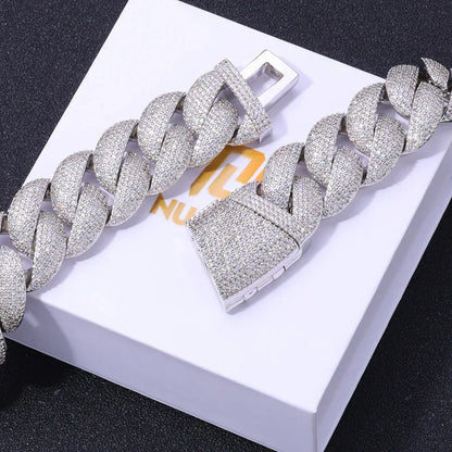 24mm Bubble Cuban Link Moissanite Chain for Men – S925 Sterling Silver Luxury Hip Hop Necklace - CaratixJewelry