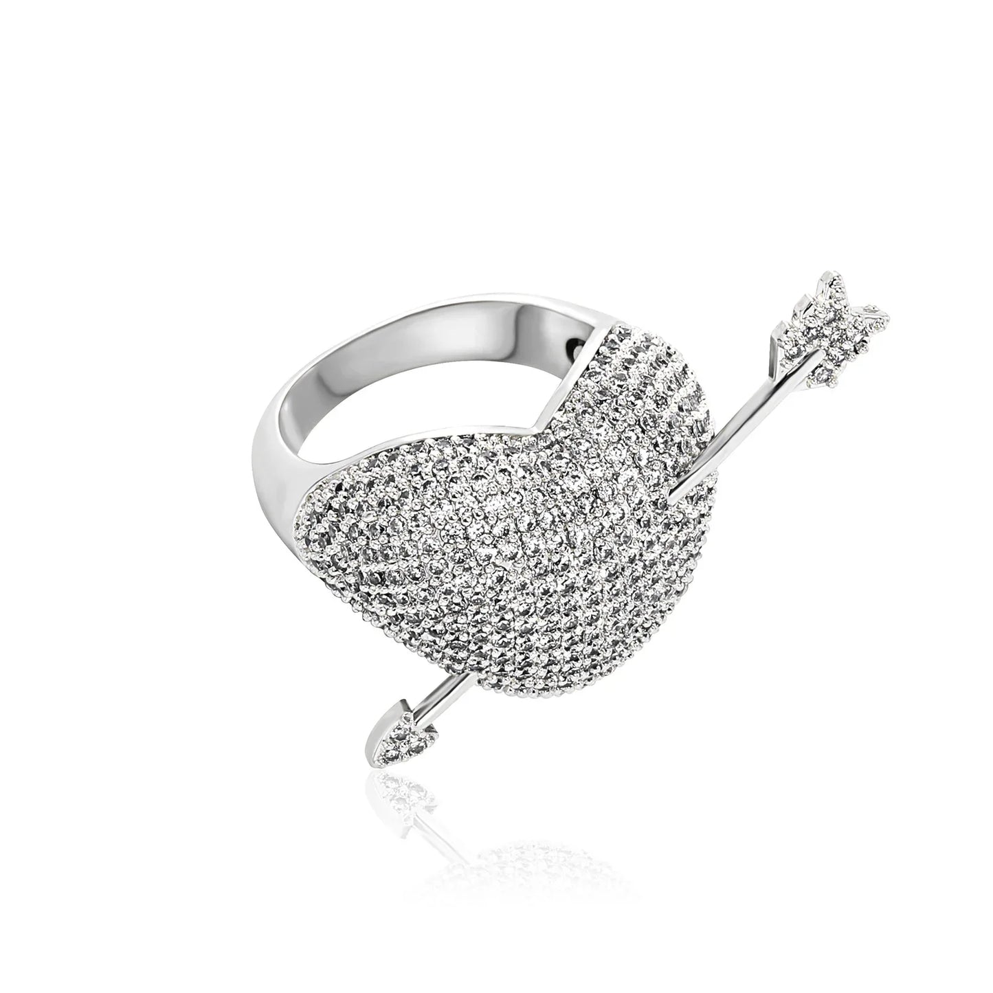 Men's Iced Out Broken Heart Ring | Baguette Cut Cuban Link Band | Caratix