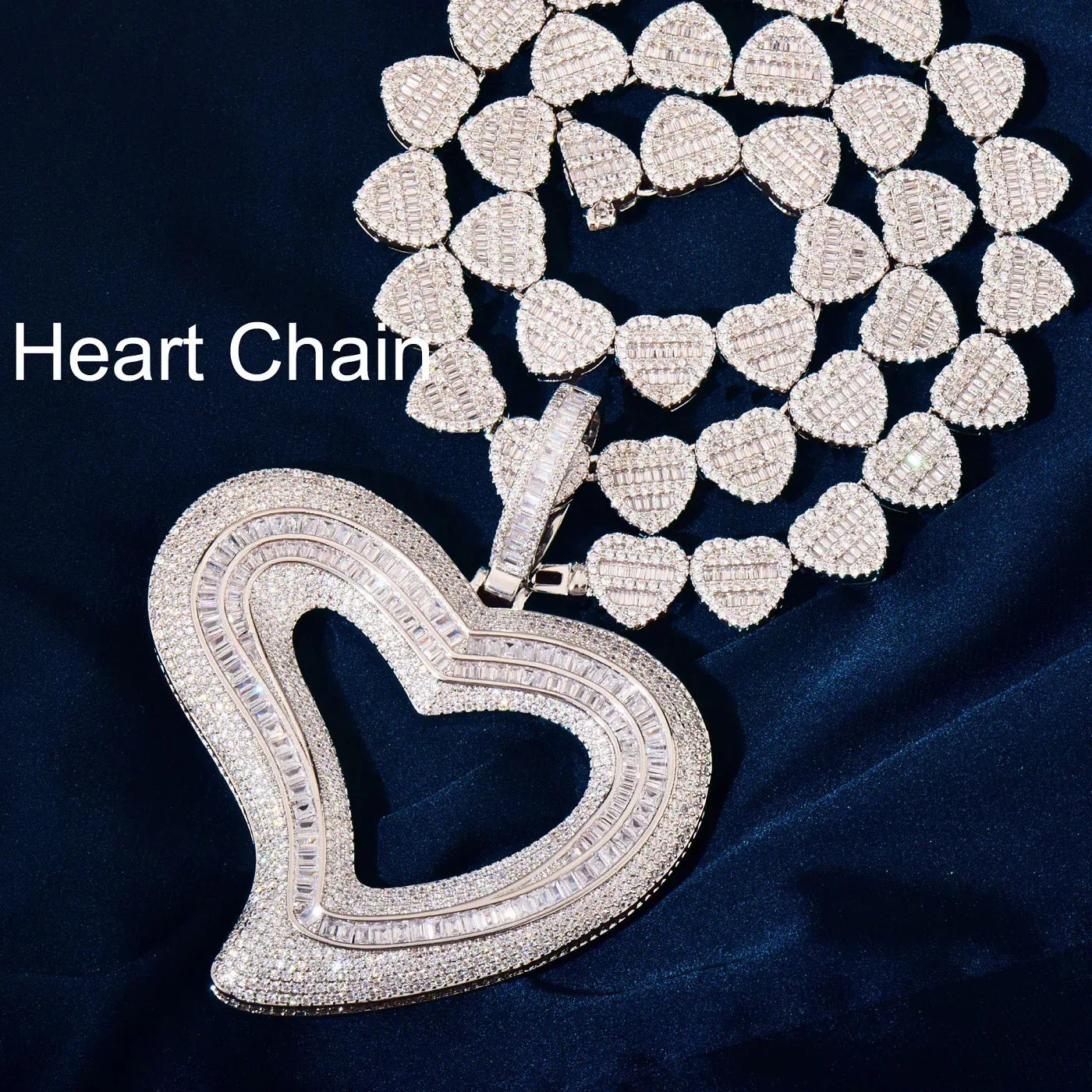 Large Hollow Heart Pendant Necklace | CZ Hip Hop Minimalist Fashion Jewelry - CaratixJewelry