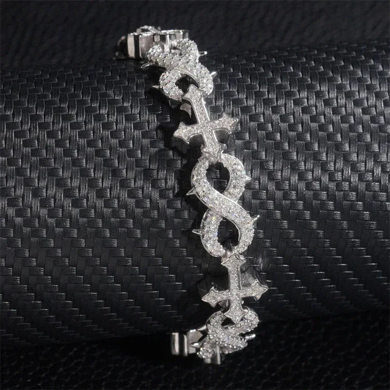 13mm D-Color Moissanite Cross Cuban Link | S925 Silver Jewelry - CaratixJewelry