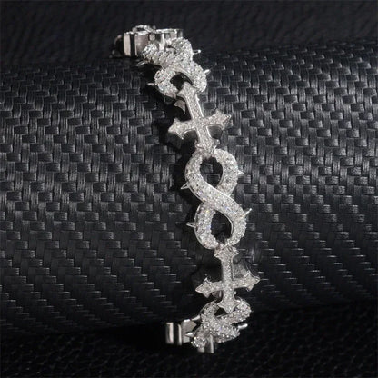 13mm D-Color Moissanite Cross Cuban Link | S925 Silver Jewelry - CaratixJewelry