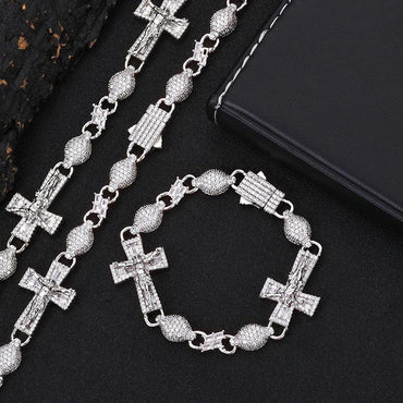 Custom Mixed Baguette Cross Ball Necklace | Iced Out Jewelry for Men | Caratix - CaratixJewelry