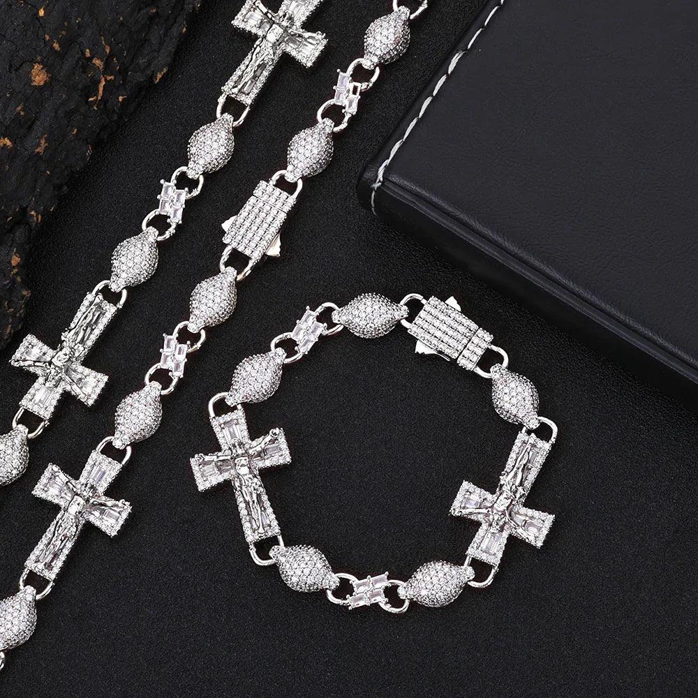 Custom Mixed Baguette Cross Ball Necklace | Iced Out Jewelry for Men | Caratix - CaratixJewelry