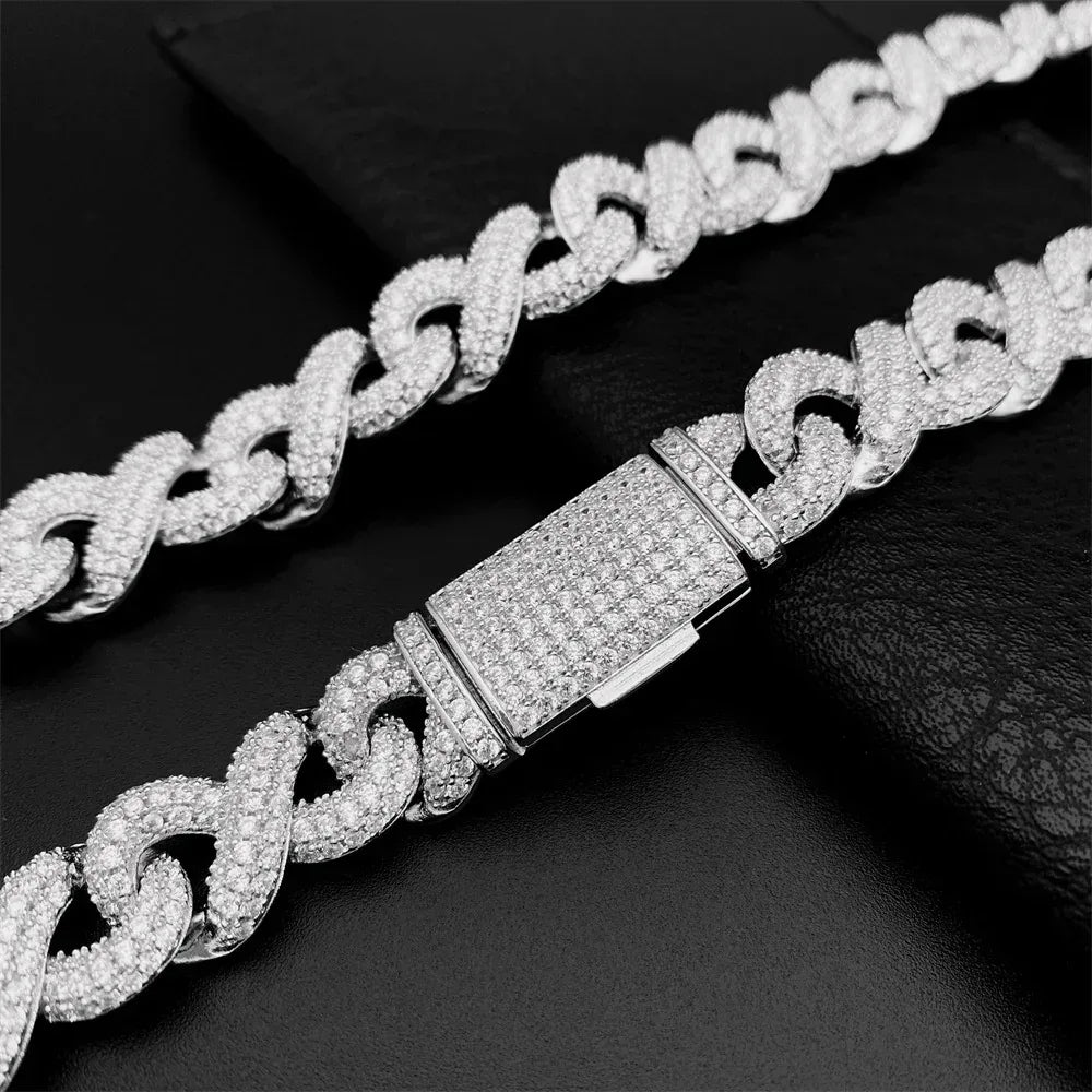 13mm Moissanite Cuban Link | S925 Silver Men’s Iced Out Hip Hop Chain - CaratixJewelry