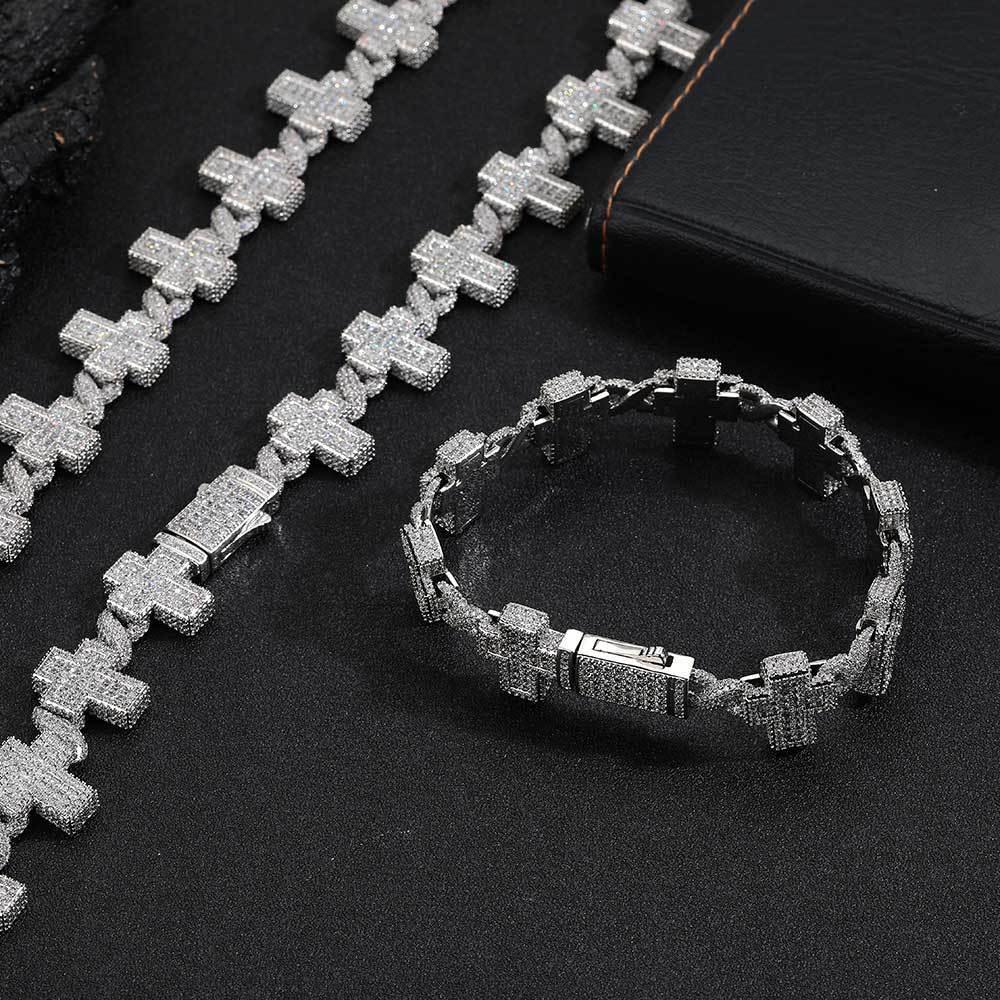 Iced Out Infinity Cross Bracelet Zircon Rapper Iced Out Chain Style for Men | Caratix Jewelry - CaratixJewelry