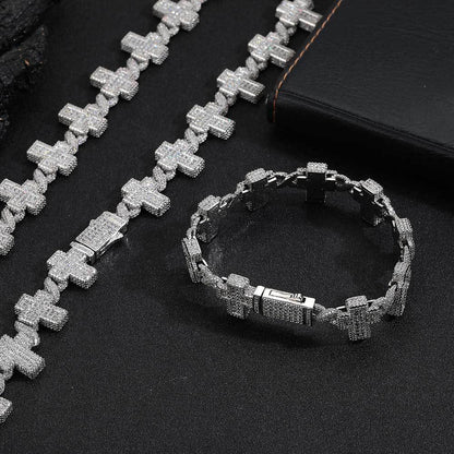 Iced Out Infinity Cross Bracelet Zircon Rapper Iced Out Chain Style for Men | Caratix Jewelry - CaratixJewelry