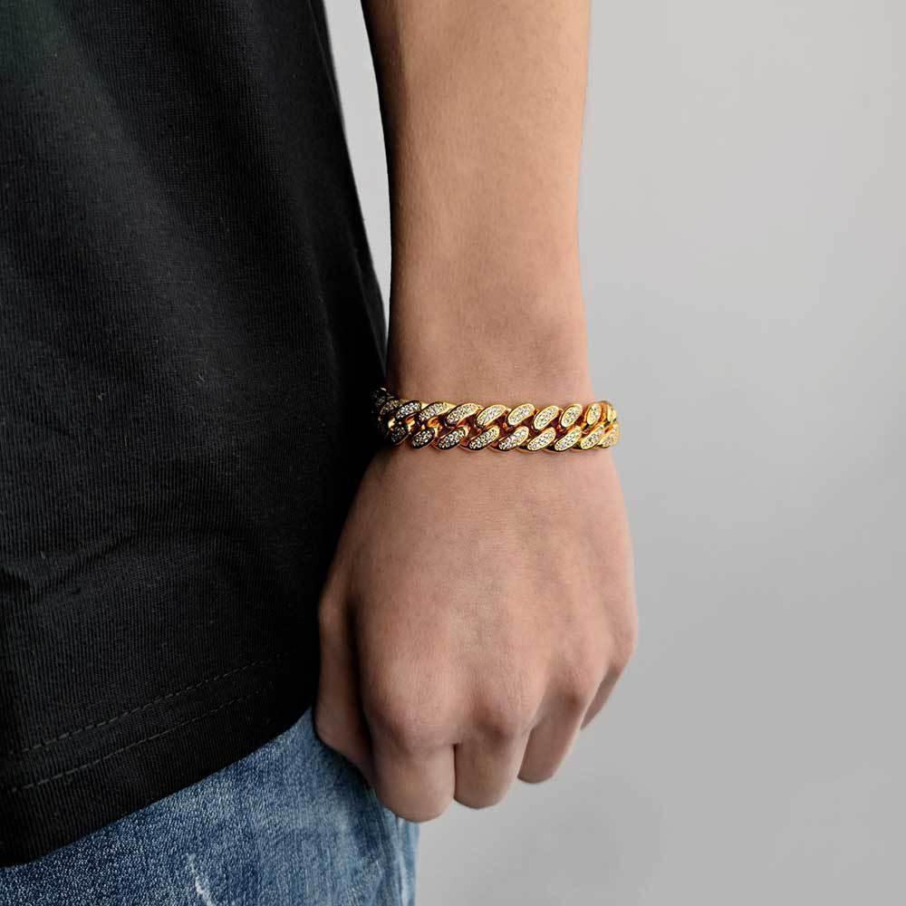 12mm Double Row Zircon Cuban Chain Bracelet - CaratixJewelry