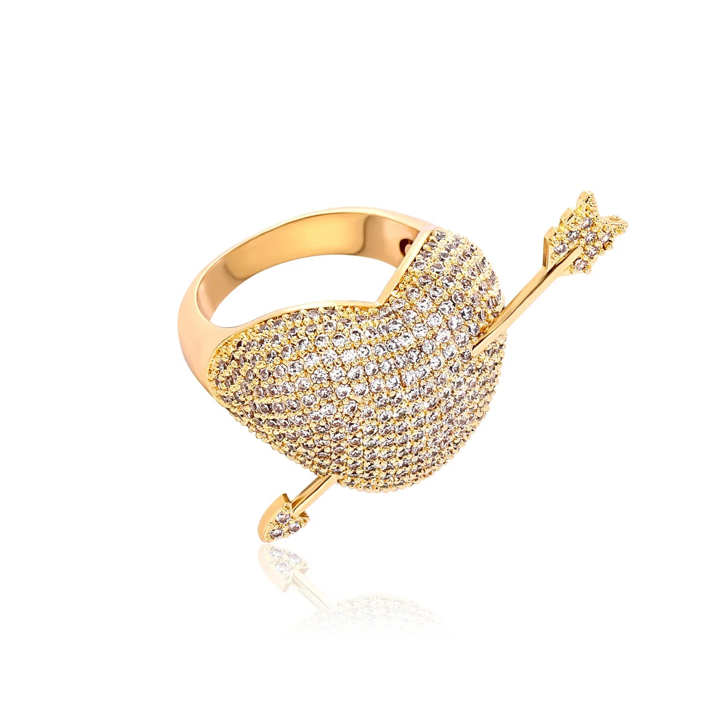 Men's Iced Out Broken Heart Ring | Baguette Cut Cuban Link Band | Caratix