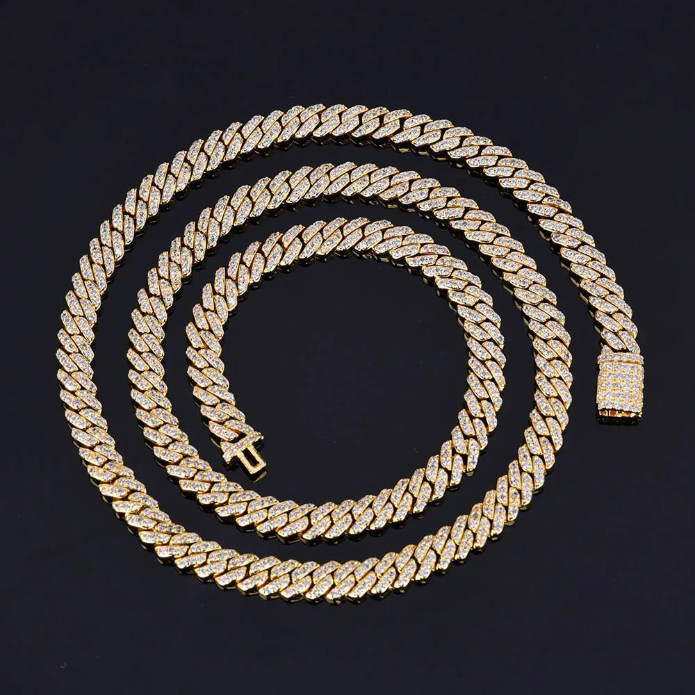 6mm Single Row Cuban Chain Necklace with Full Zircon Stones - CaratixJewelry