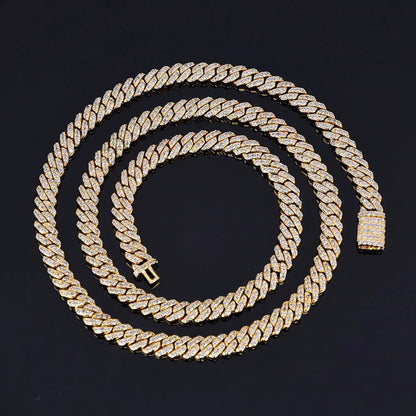 6mm Single Row Cuban Chain Necklace with Full Zircon Stones - CaratixJewelry