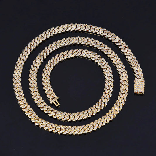 6mm Single Row Cuban Chain Necklace with Full Zircon Stones - CaratixJewelry