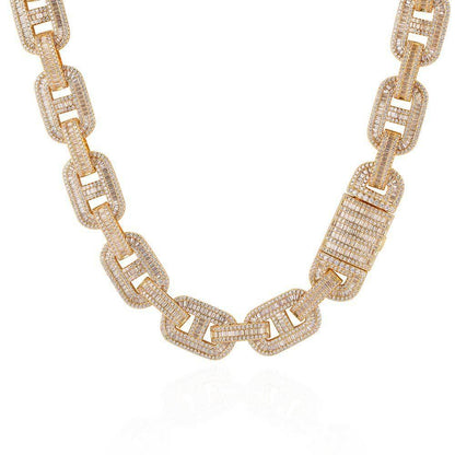 15mm Cuban Chain Necklace with Micro-Pave Zircon - CaratixJewelry