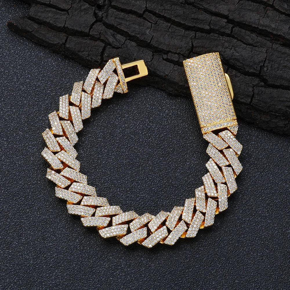 16mm Triple Row Iced-Out Cuban Link Bracelet - CaratixJewelry