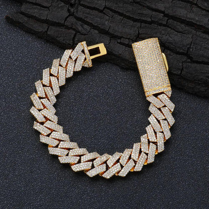 16mm Triple Row Iced-Out Cuban Link Bracelet - CaratixJewelry