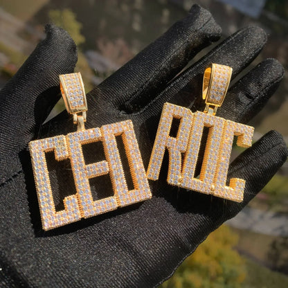 Iced Out Serif Letter Pendant | DIY CZ Initial Hip Hop Couple Fashion Necklace - CaratixJewelry