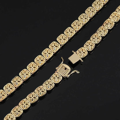 10mm Square Tennis Chain Bracelet with Micro-Paved Square Zircon for Men | Caratix Jewelry - CaratixJewelry