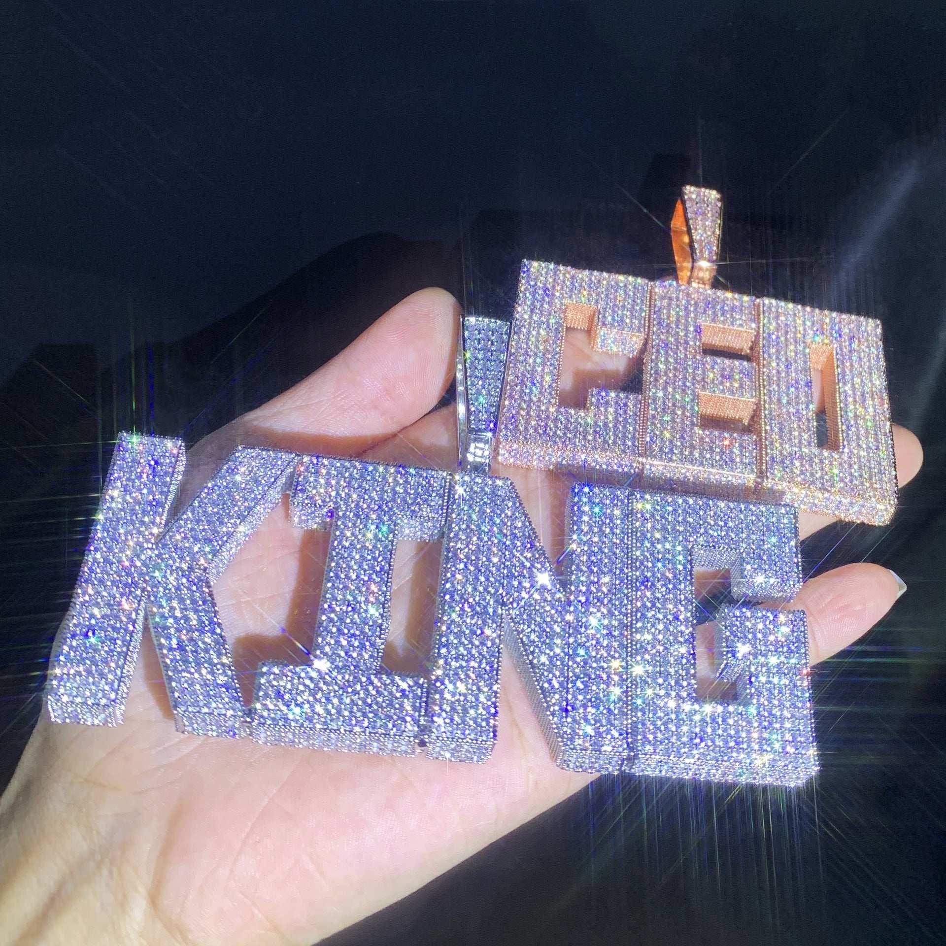 Iced Out Letter Pendant | DIY CZ Initial Hip Hop Necklace for Trendy Streetwear - CaratixJewelry