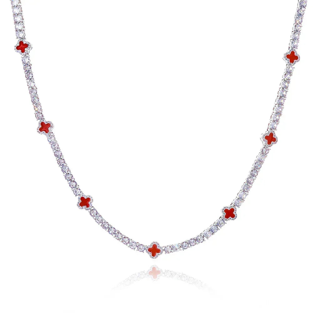 4mm Clover-Shaped Tennis Chain Necklace with Zircon Hip Hop Jewelry for Men | Caratix Jewelry - CaratixJewelry