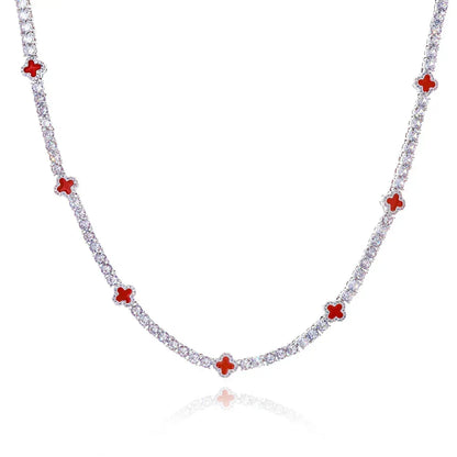 4mm Clover-Shaped Tennis Chain Necklace with Zircon Hip Hop Jewelry for Men | Caratix Jewelry - CaratixJewelry